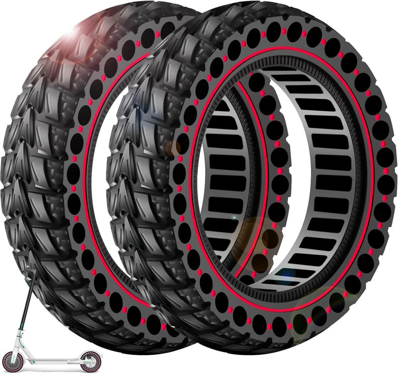 BANGTING 2PCS 60/70-6.5 إطار سكوتر، 10x2.5 بوصة إطار صلب لسيغواي ناينبوت ماكس G2 / G30 / G30D / G30E / G30E / G30LP / G30D II / G30 ماكس، 10x2.5-6.5 بدائل الإطارات للسكوتر الكهربائي (أحمر) - Image 1
